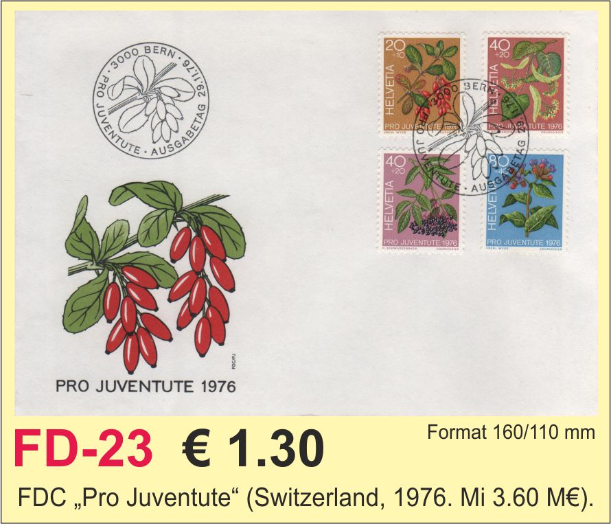 FDC Switzerland Pro Juventute 1976